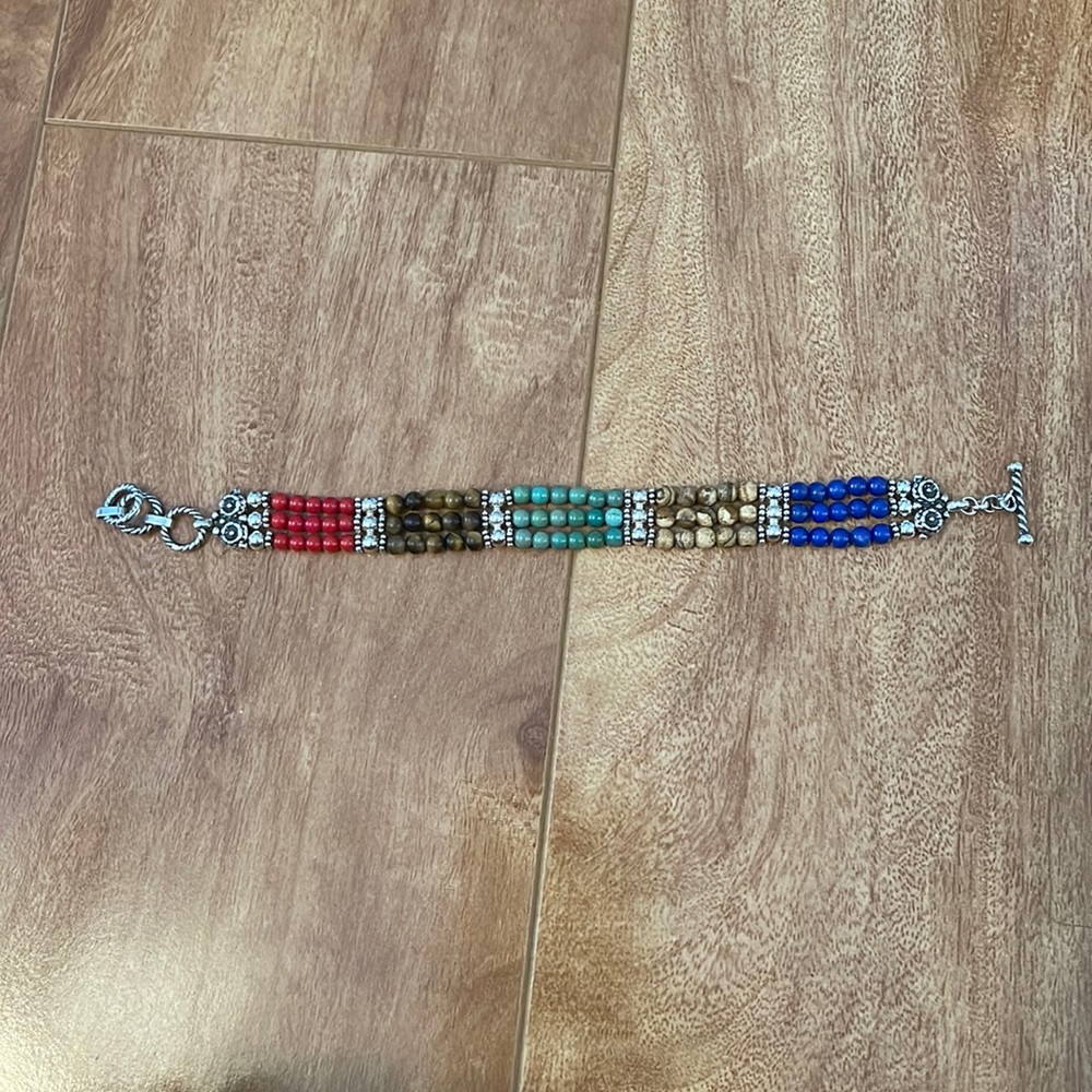 Multi colored sterling 925 stamp bracelet
